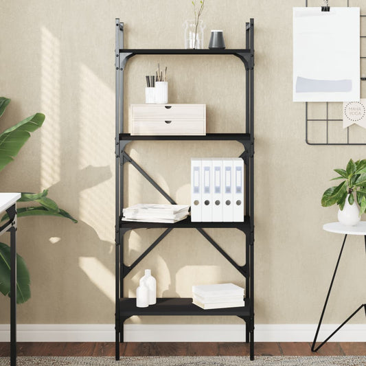 Bookcase 4-Tier Black 56x31,5x138,5 cm Engineered Wood