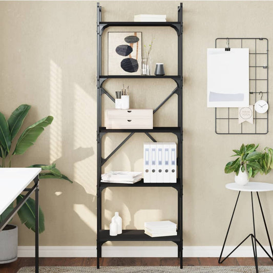 Bookcase 5-Tier Black 56x31,5x174 cm Engineered Wood