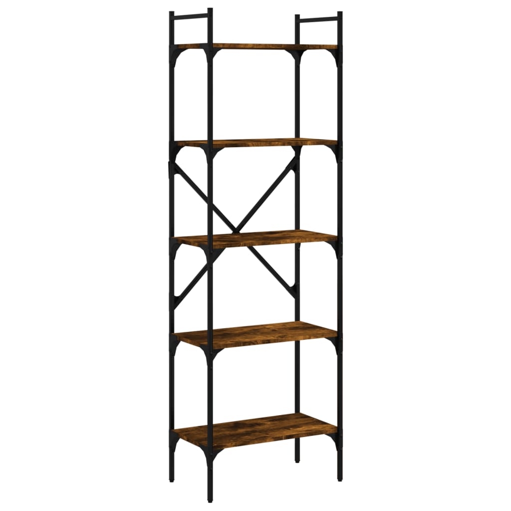Bookcase 5-Tier Smoked Oak 56x31,5x174 cm Engineered Wood