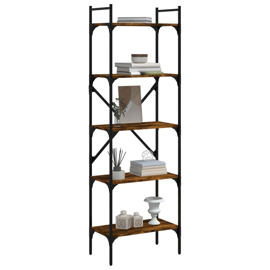 Bookcase 5-Tier Smoked Oak 56x31,5x174 cm Engineered Wood