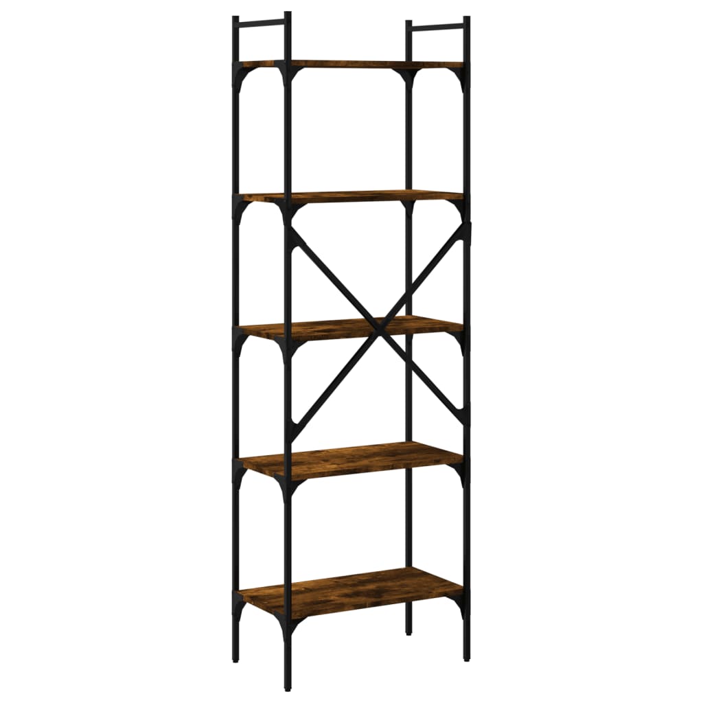Bookcase 5-Tier Smoked Oak 56x31,5x174 cm Engineered Wood