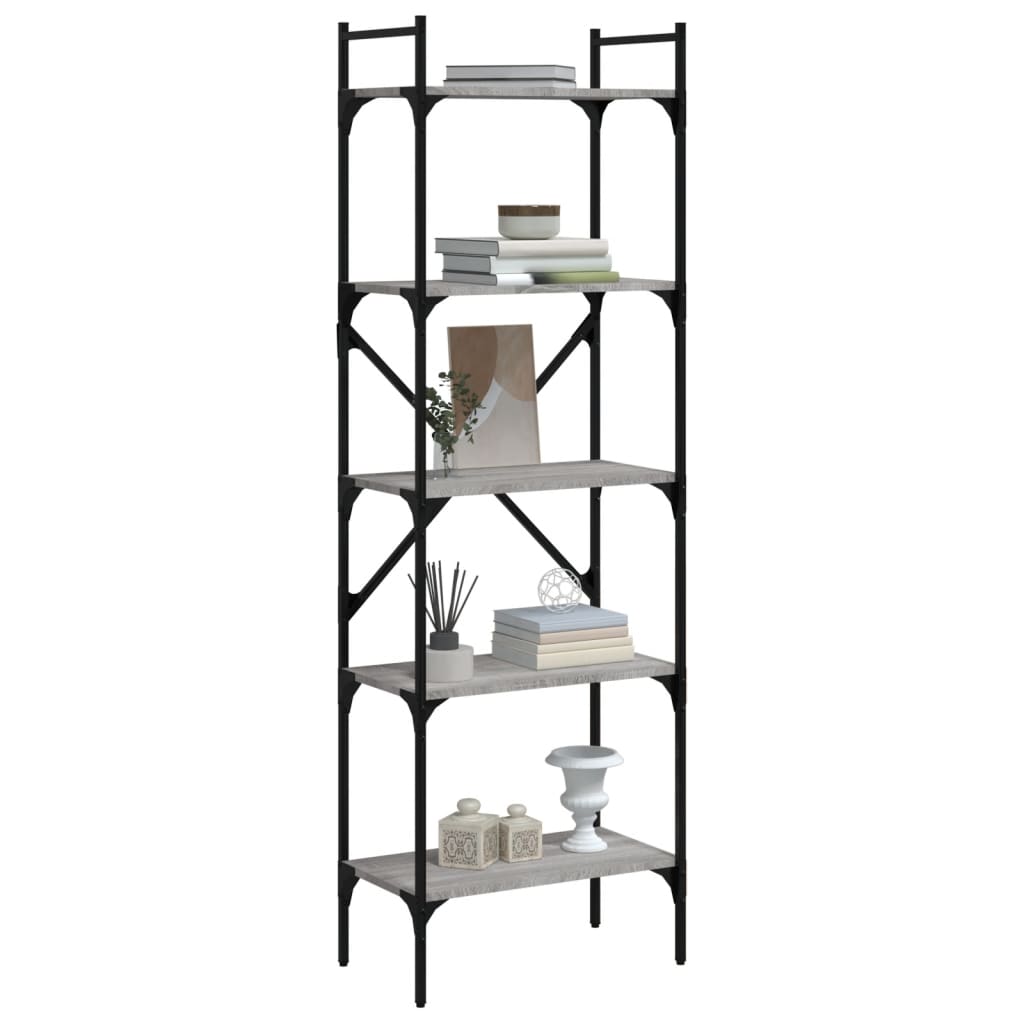Bookcase 5-Tier Grey Sonoma 56x31,5x174 cm Engineered Wood