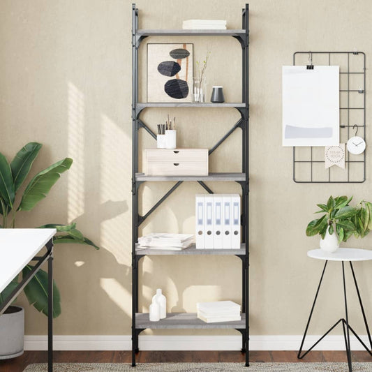 Bookcase 5-Tier Grey Sonoma 56x31,5x174 cm Engineered Wood