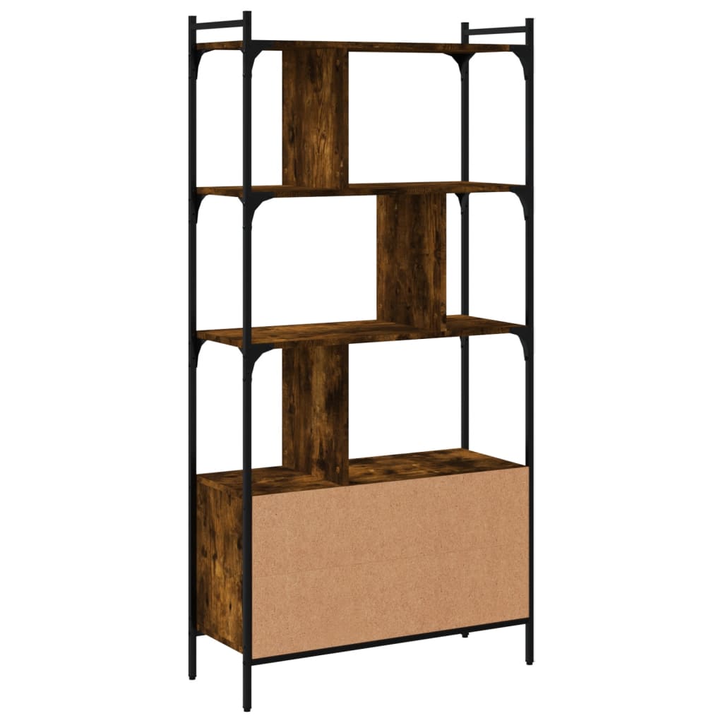 Bookcase with Doors Smoked Oak 76.5x30x154.5 cm Engineered Wood