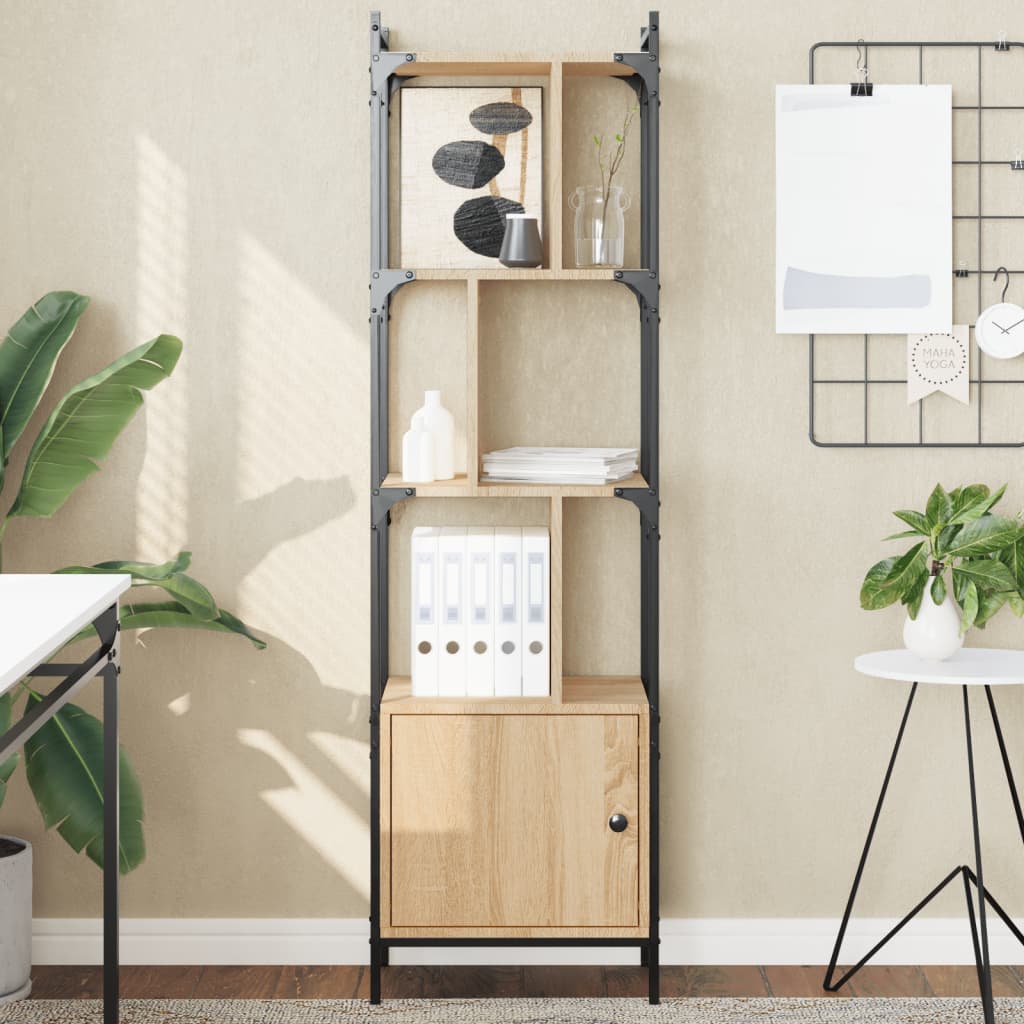 Bookcase with Door Sonoma Oak 44,5x30x154,5 cm Engineered Wood