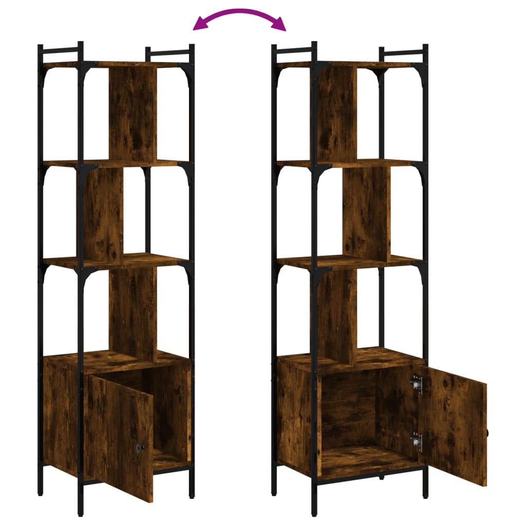 Bookcase with Door Smoked Oak 44,5x30x154,5 cm Engineered Wood