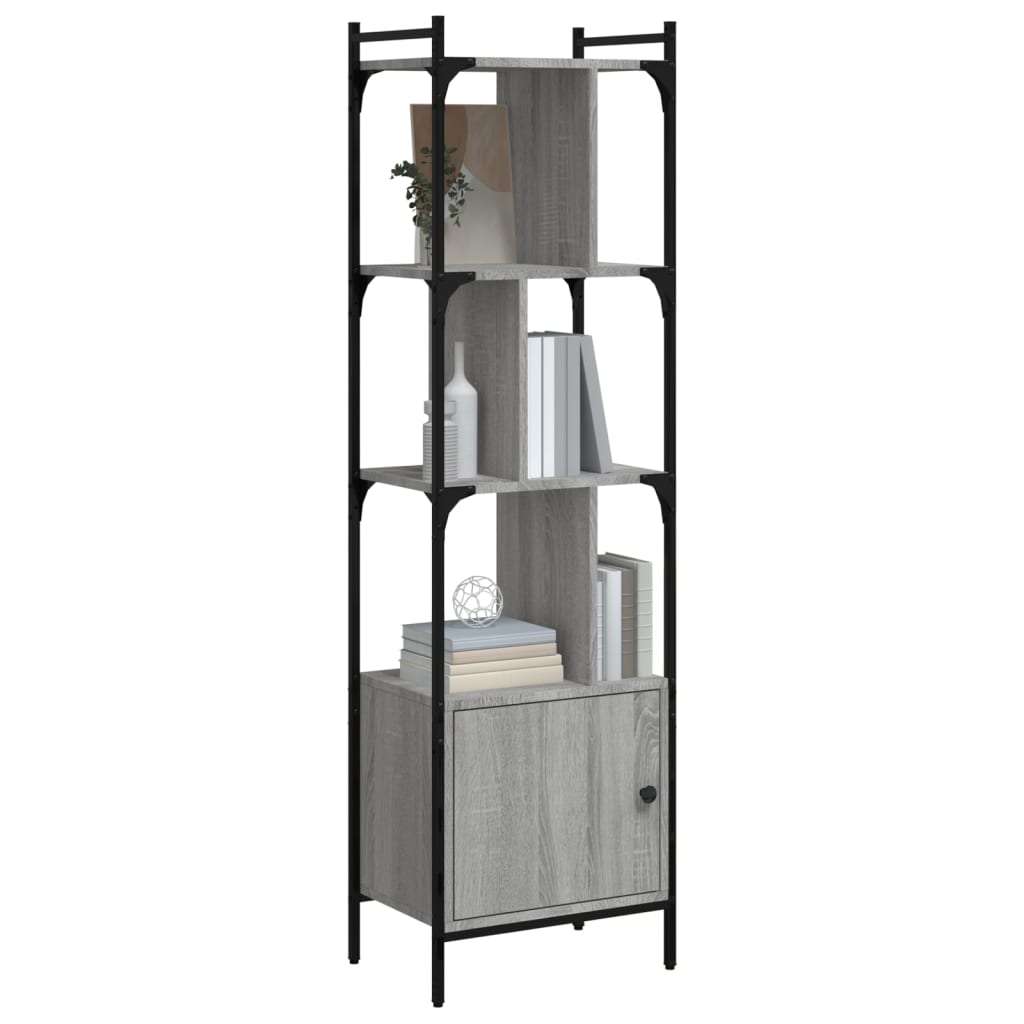 Bookcase with Door Grey Sonoma 44,5x30x154,5 cm Engineered Wood