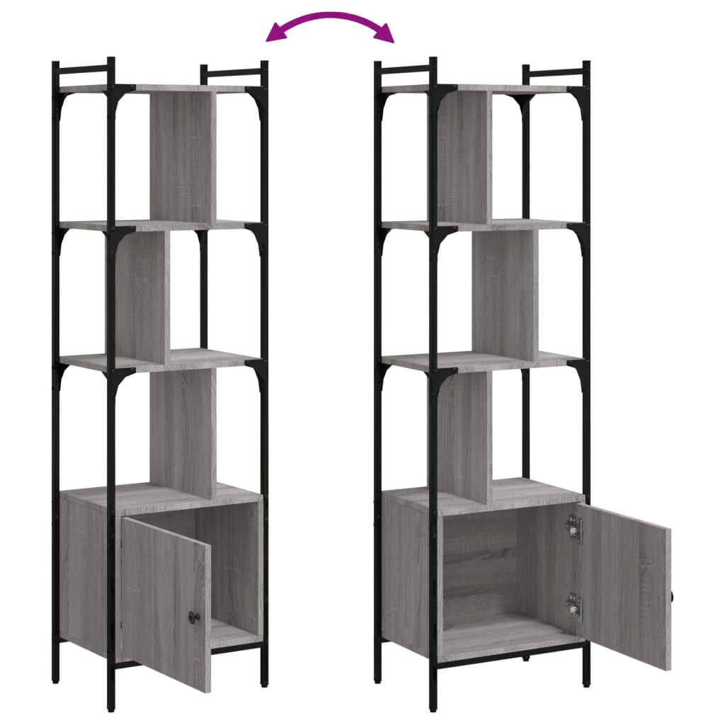 Bookcase with Door Grey Sonoma 44,5x30x154,5 cm Engineered Wood