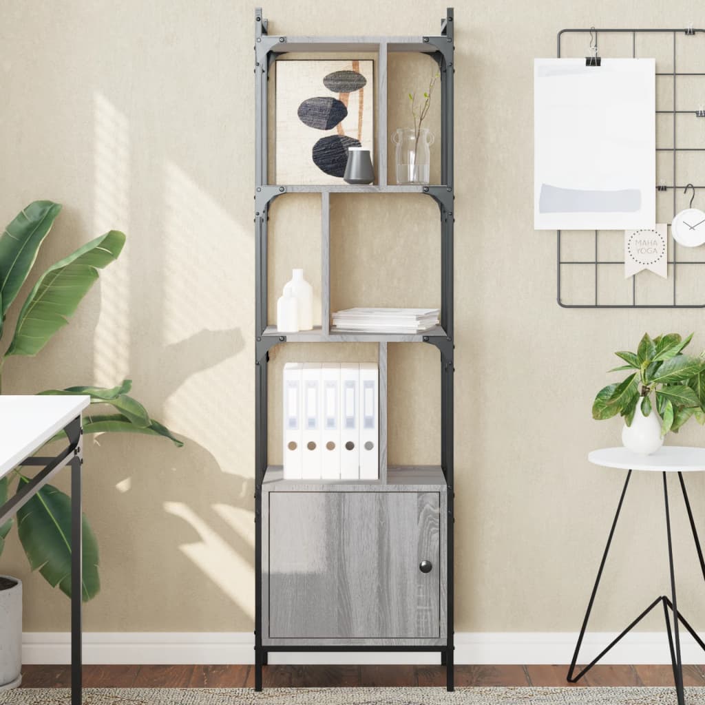 Bookcase with Door Grey Sonoma 44,5x30x154,5 cm Engineered Wood