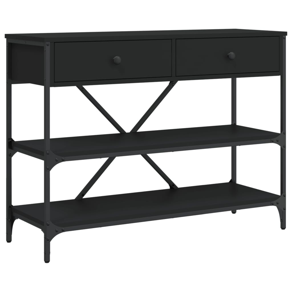 vidaXL Console Table with Drawers and Shelves Black Engineered Wood