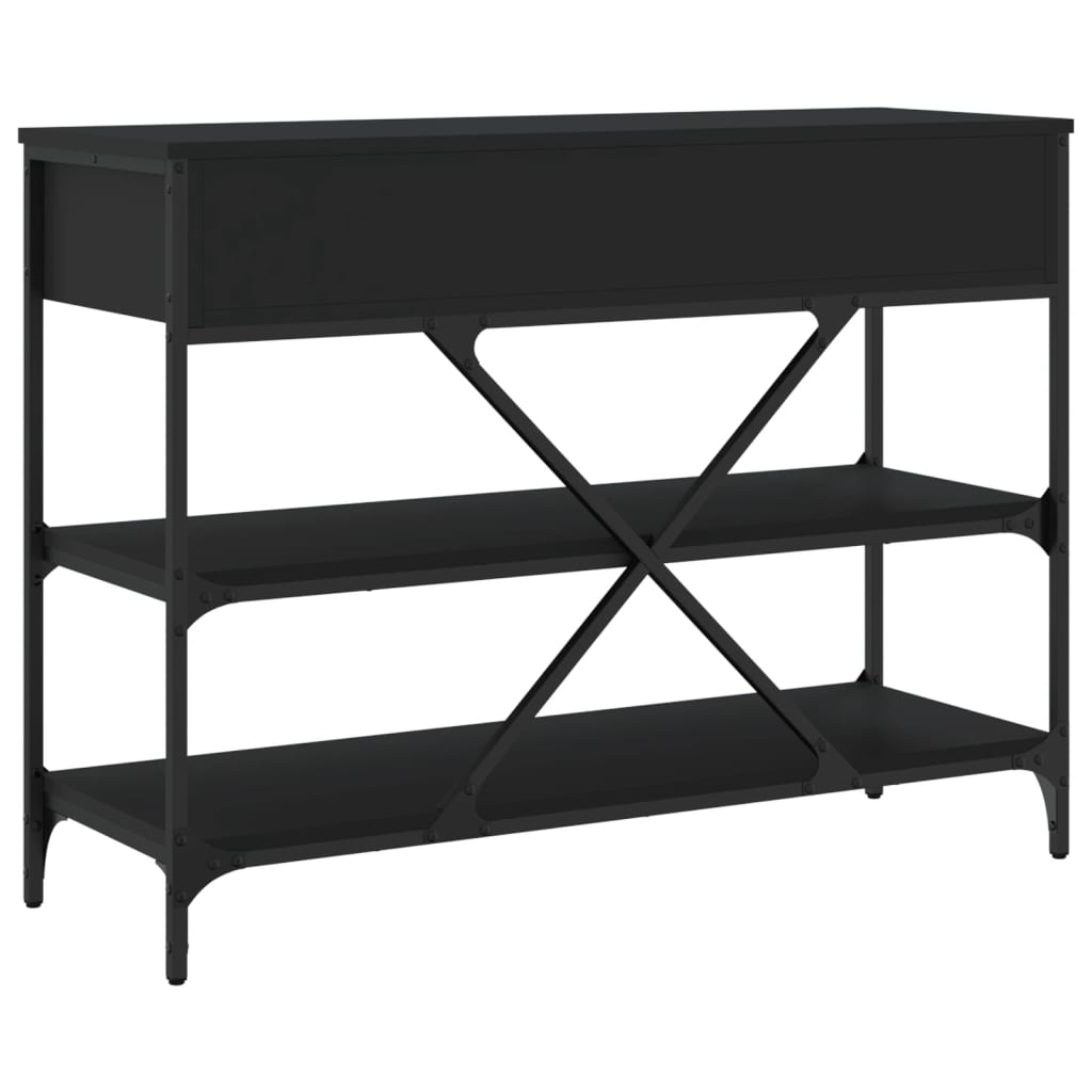 vidaXL Console Table with Drawers and Shelves Black Engineered Wood