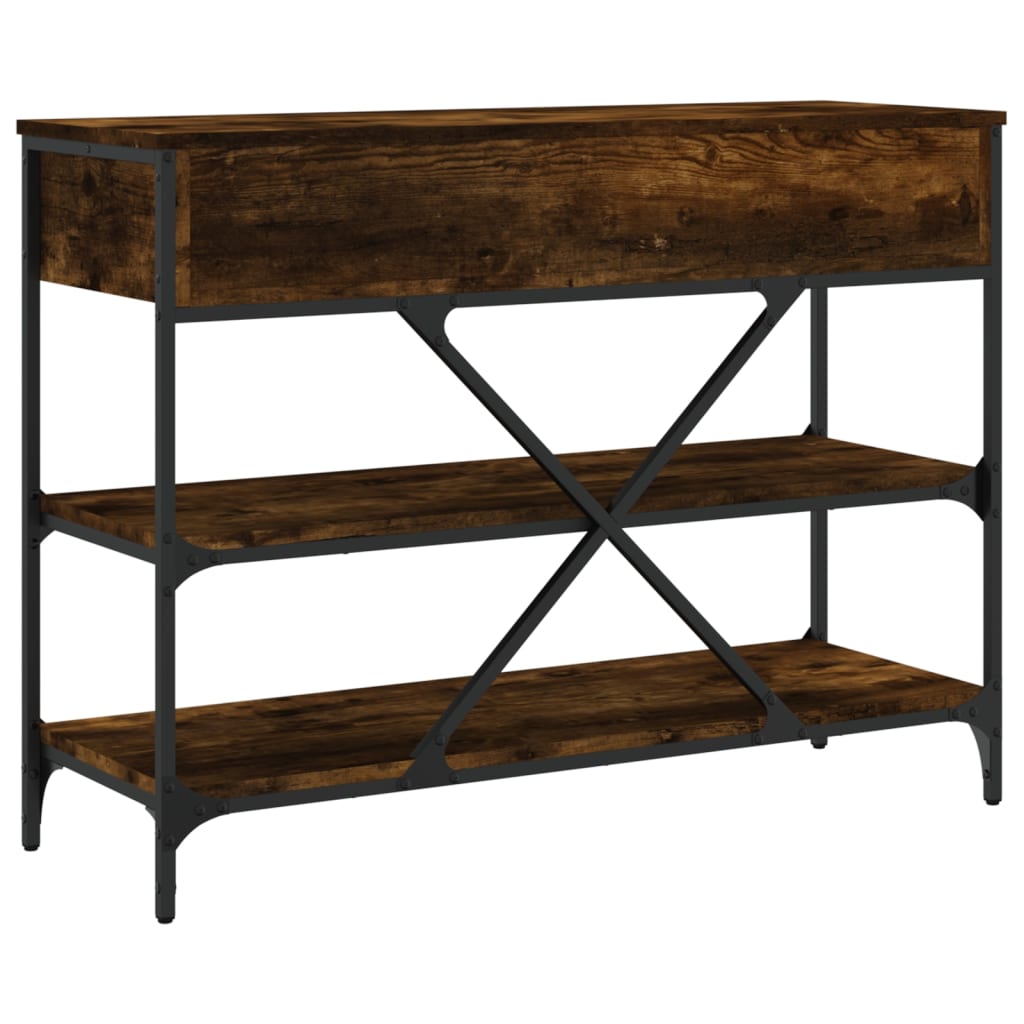 Console Table with Drawers and Shelves Smoked Oak Engineered Wood