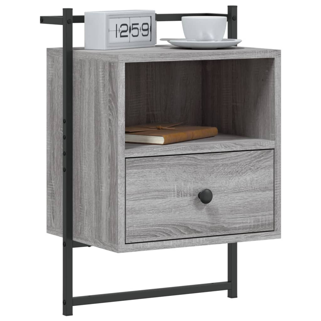Bedside Cabinets Wall-mounted 2 pcs Grey Sonoma 40x30x61 cm Engineered Wood