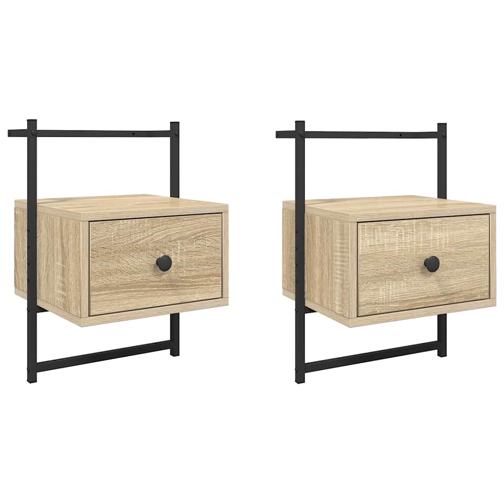 Bedside Cabinets Wall-mounted 2 pcs Sonoma Oak 35x30x51 cm