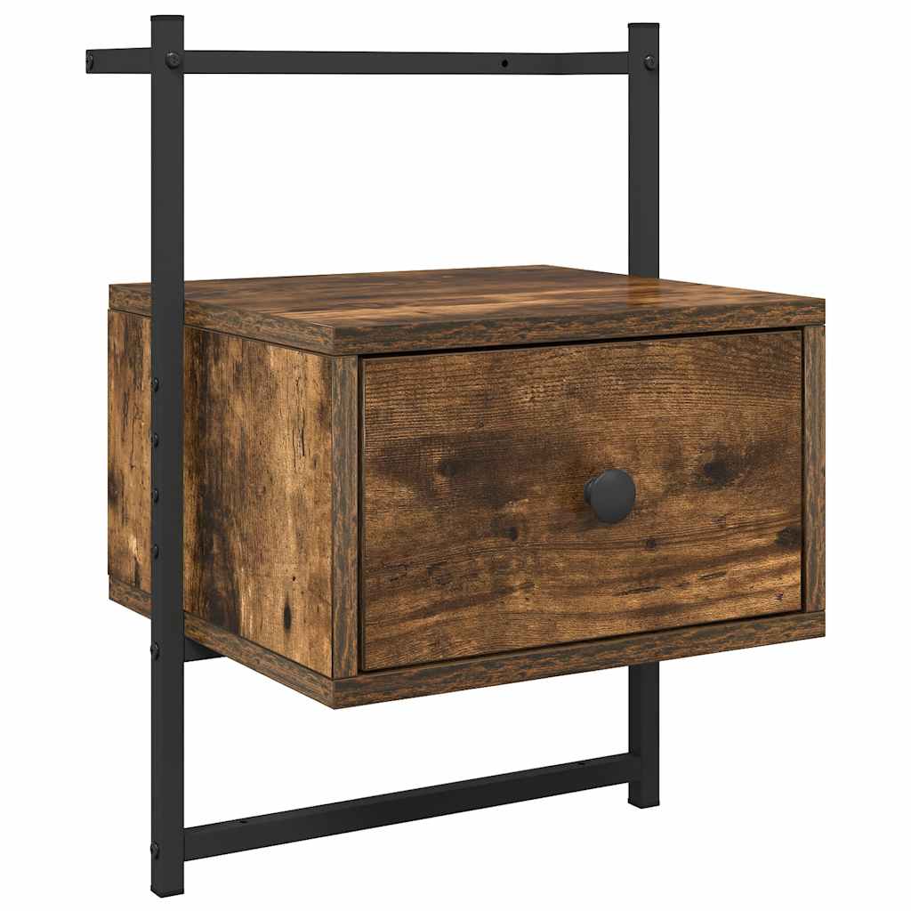 Bedside Cabinet Wall-mounted Smoked Oak 35x30x51 cm