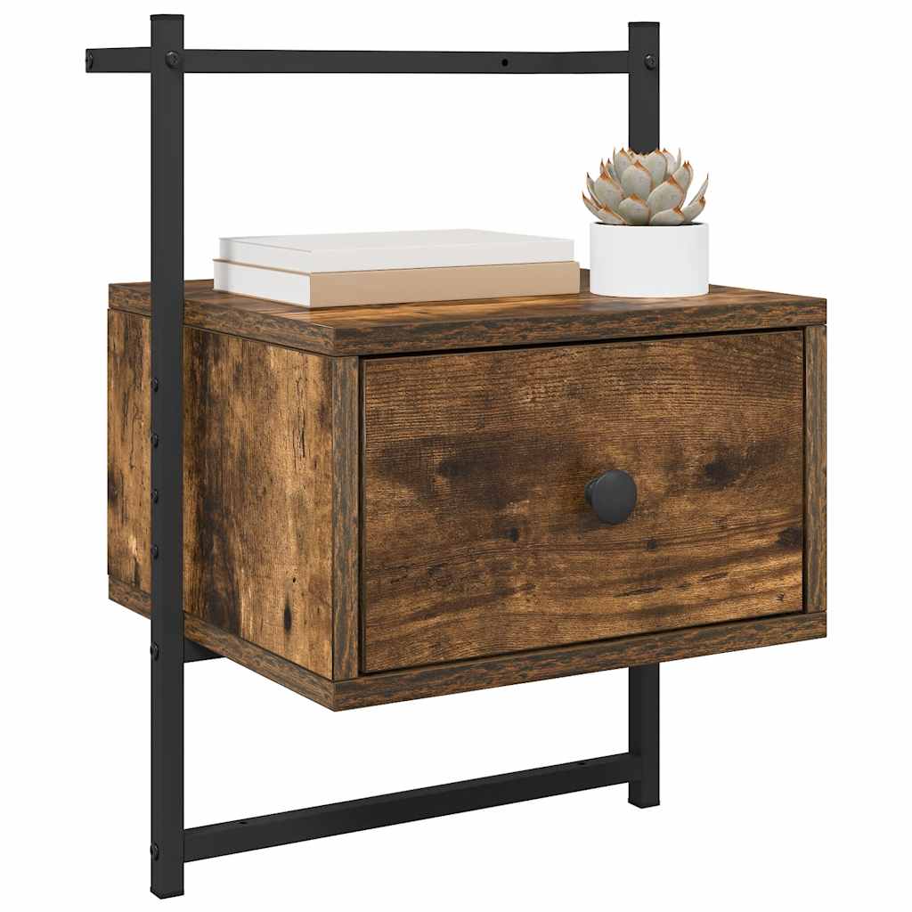 Bedside Cabinet Wall-mounted Smoked Oak 35x30x51 cm Engineered Wood