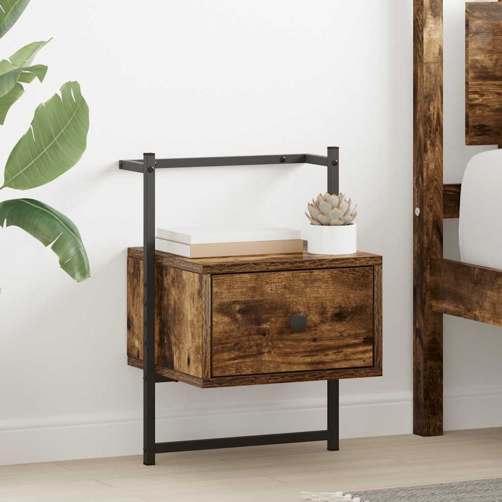 Bedside Cabinet Wall-mounted Smoked Oak 35x30x51 cm Engineered Wood