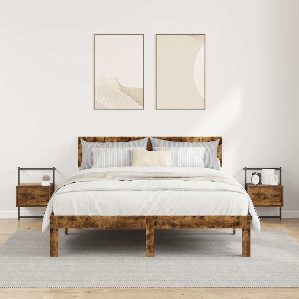 Bedside Cabinets Wall-mounted 2 pcs Smoked Oak 35x30x51 cm Engineered Wood