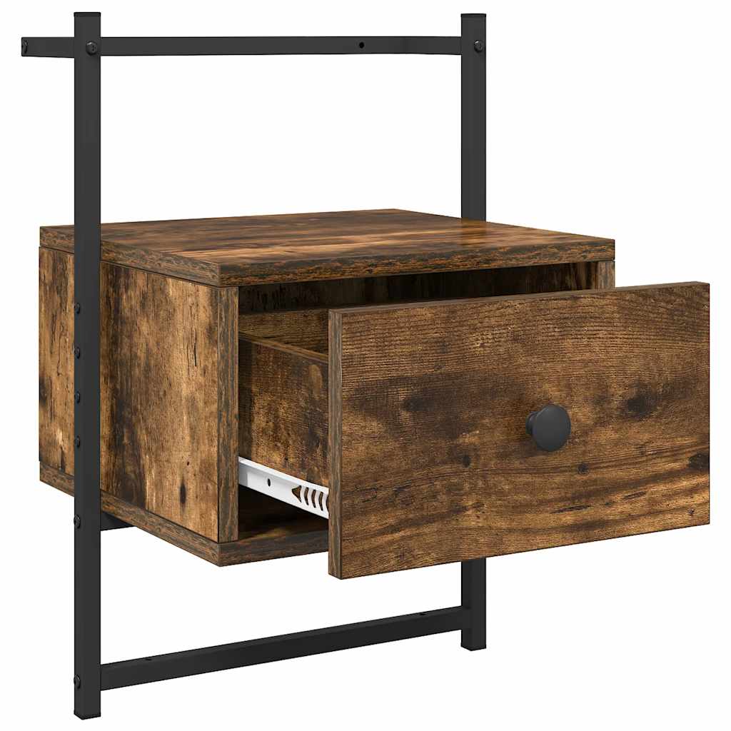 Bedside Cabinets Wall-mounted 2 pcs Smoked Oak 35x30x51 cm Engineered Wood