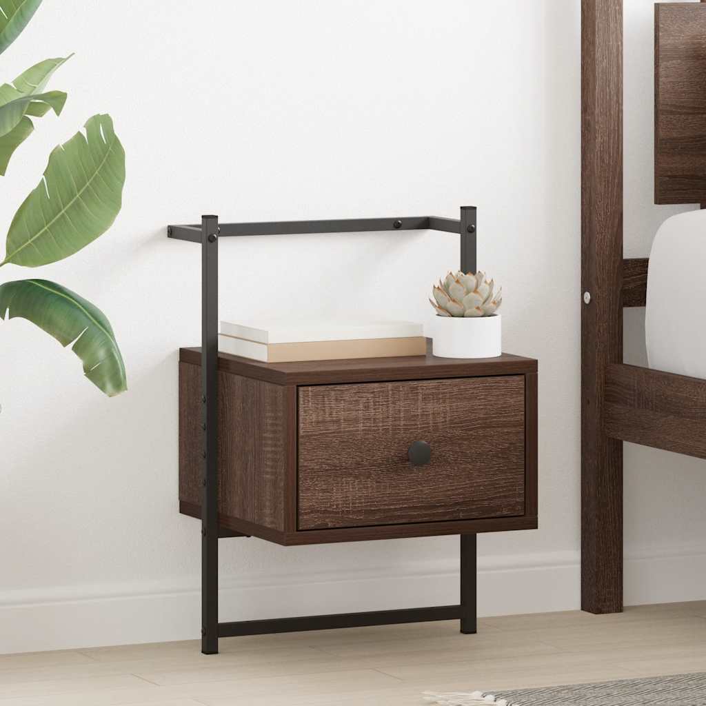 Bedside Cabinet Wall-mounted Brown Oak 35x30x51 cm