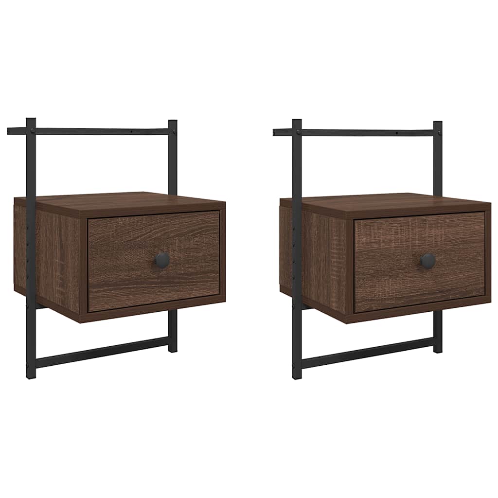 Bedside Cabinets Wall-mounted 2 pcs Brown Oak 35x30x51 cm Engineered Wood