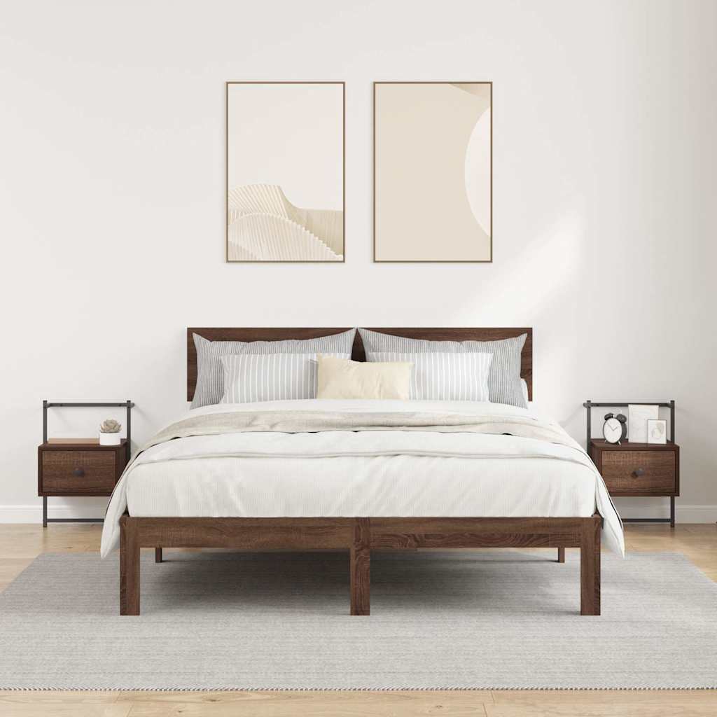 Bedside Cabinets Wall-mounted 2 pcs Brown Oak 35x30x51 cm Engineered Wood