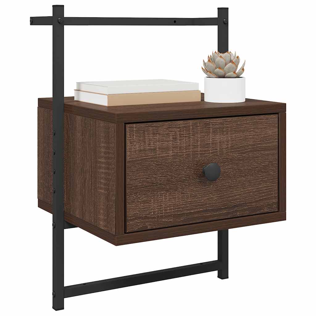 Bedside Cabinets Wall-mounted 2 pcs Brown Oak 35x30x51 cm Engineered Wood