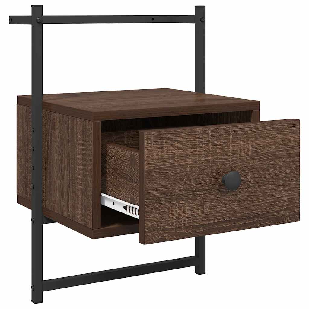 Bedside Cabinets Wall-mounted 2 pcs Brown Oak 35x30x51 cm Engineered Wood