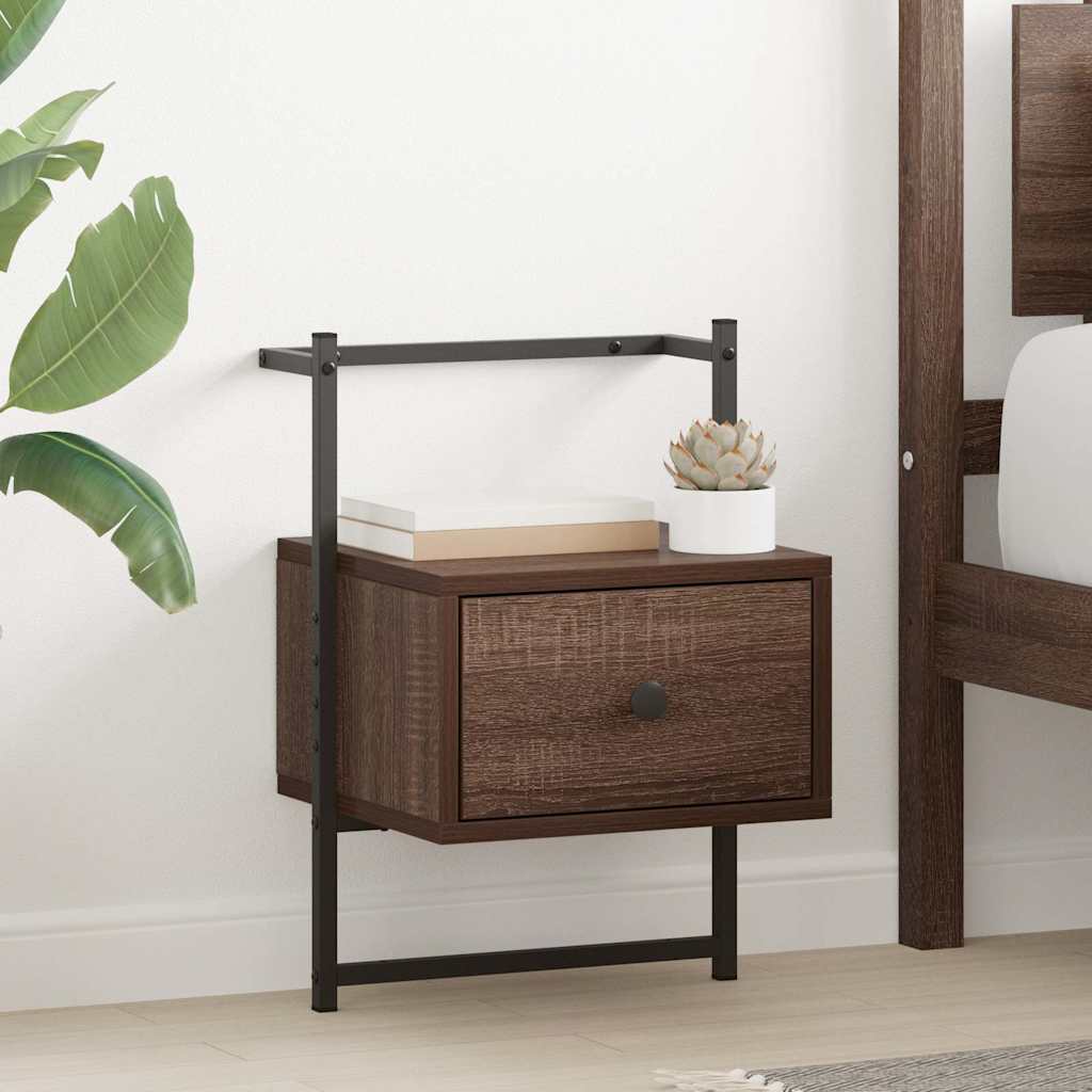 Bedside Cabinets Wall-mounted 2 pcs Brown Oak 35x30x51 cm Engineered Wood