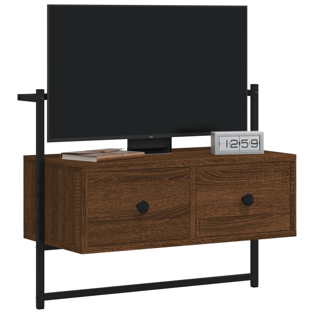 TV Cabinet Wall-mounted Brown Oak 60,5x30x51 cm Engineered Wood