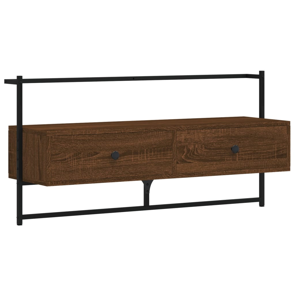 TV Cabinet Wall-mounted Brown Oak 100,5x30x51 cm Engineered Wood