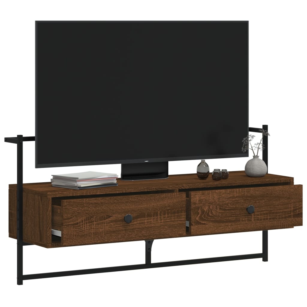 TV Cabinet Wall-mounted Brown Oak 100,5x30x51 cm Engineered Wood