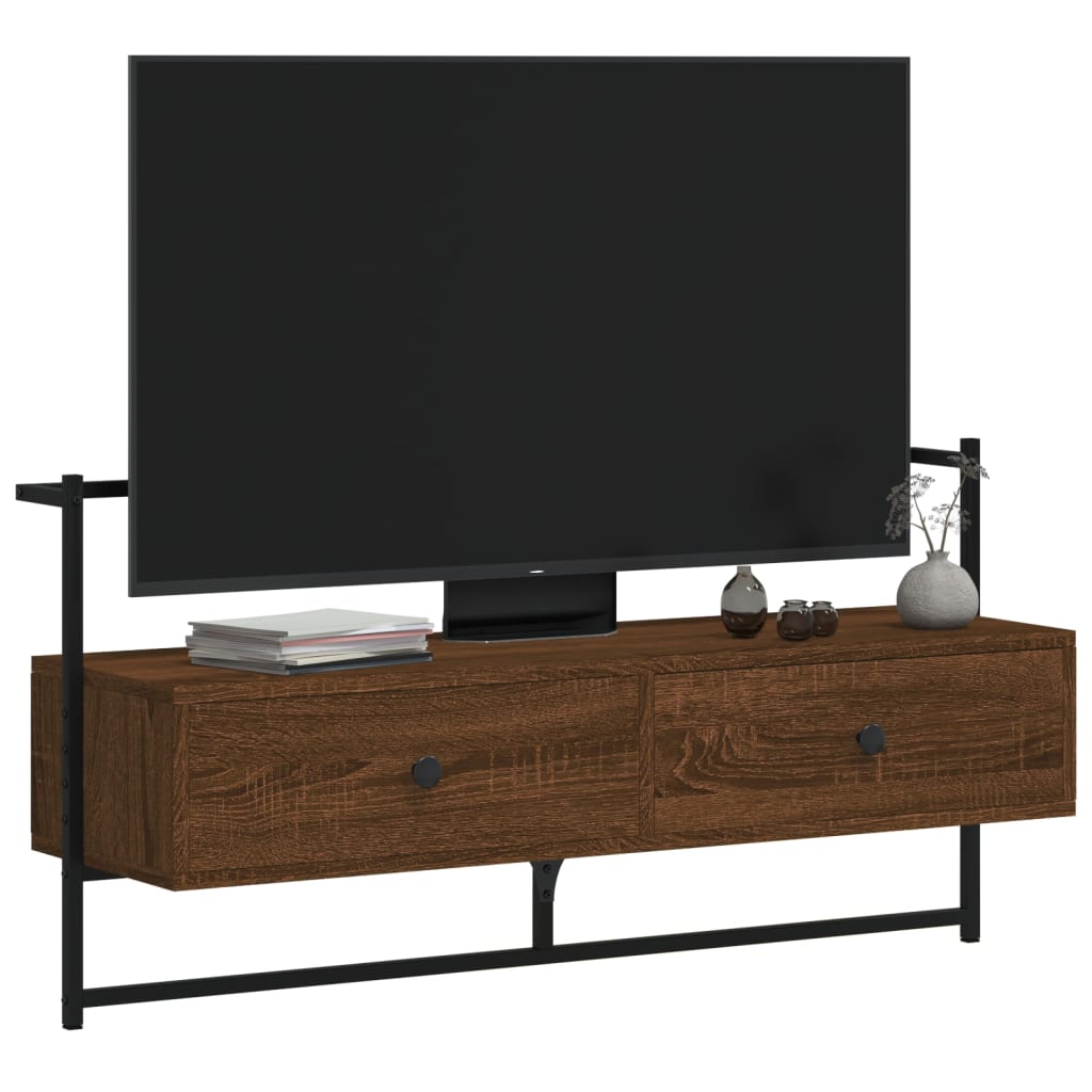 TV Cabinet Wall-mounted Brown Oak 100,5x30x51 cm Engineered Wood