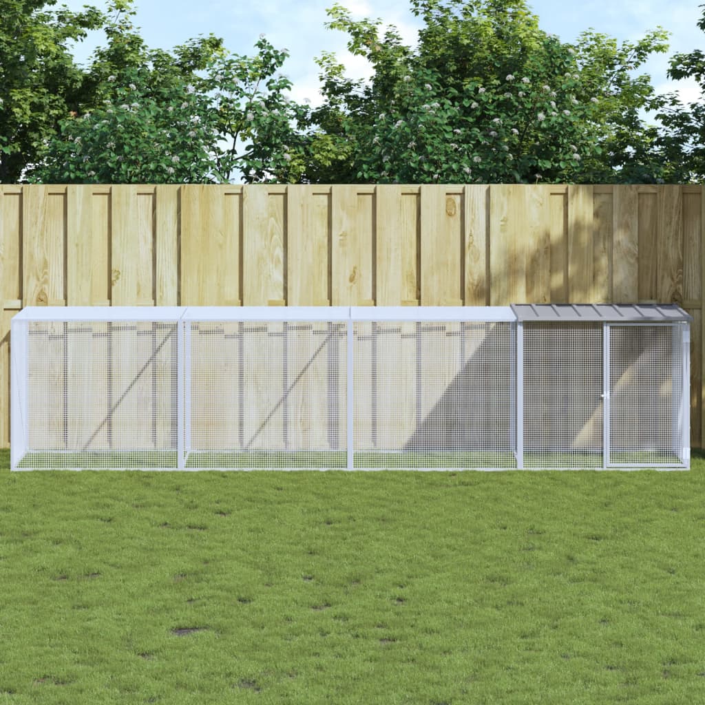 vidaXL Chicken Cage with Roof Light Grey 403x98x90 cm Galvanised Steel