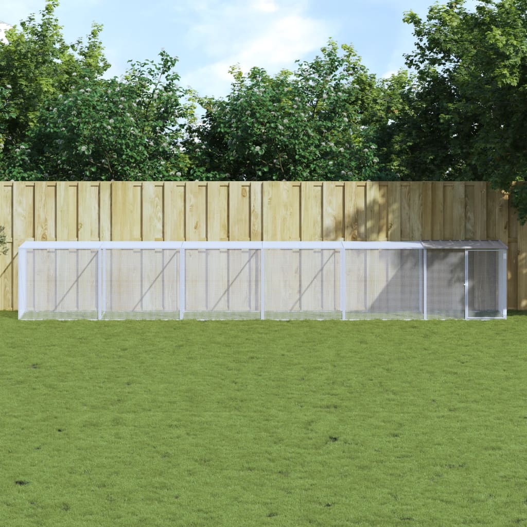 vidaXL Chicken Cage with Roof Light Grey 603x98x90 cm Galvanised Steel