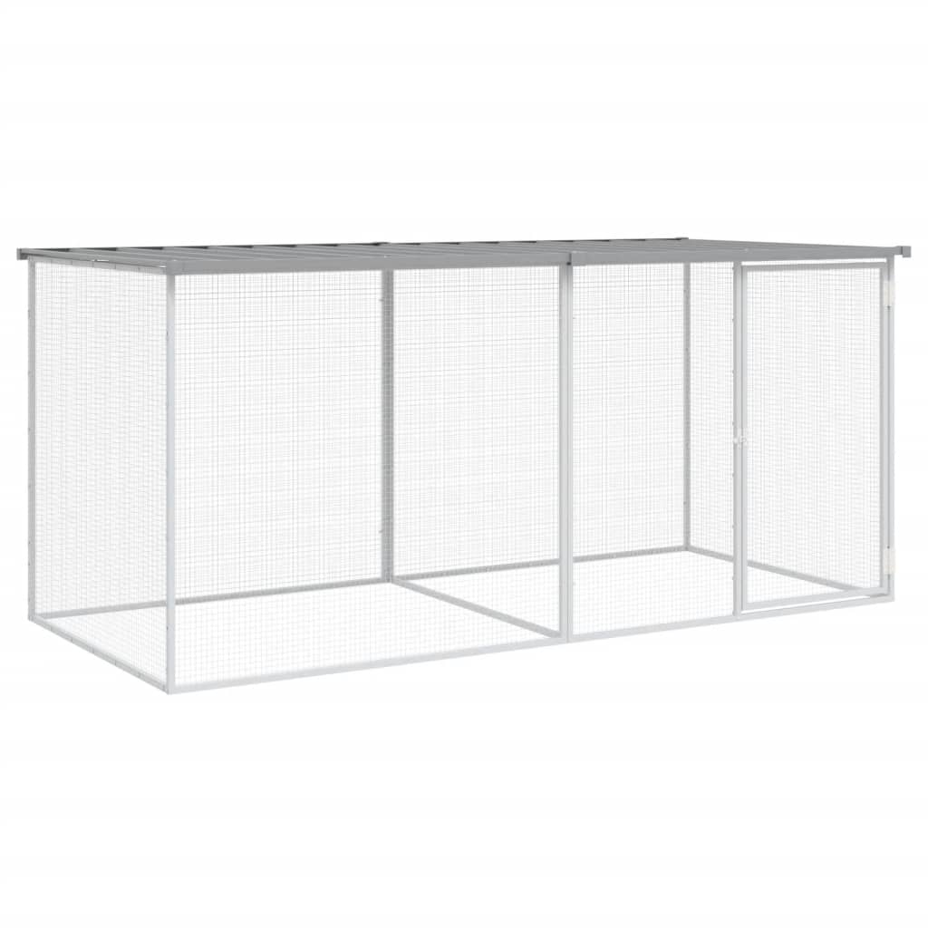 Chicken Cage with Roof Light Grey 203x98x90 cm Galvanised Steel