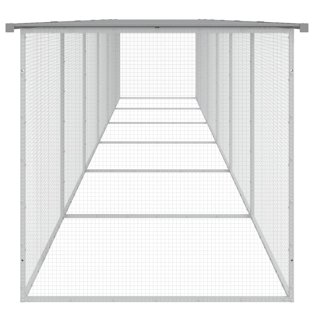 Chicken Cage with Roof Light Grey 603x98x90 cm Galvanised Steel