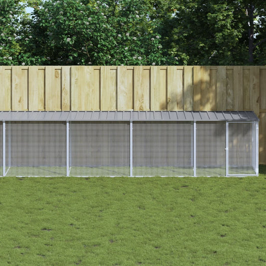 vidaXL Chicken Cage with Roof Light Grey 1003x98x90 cm Galvanised Steel