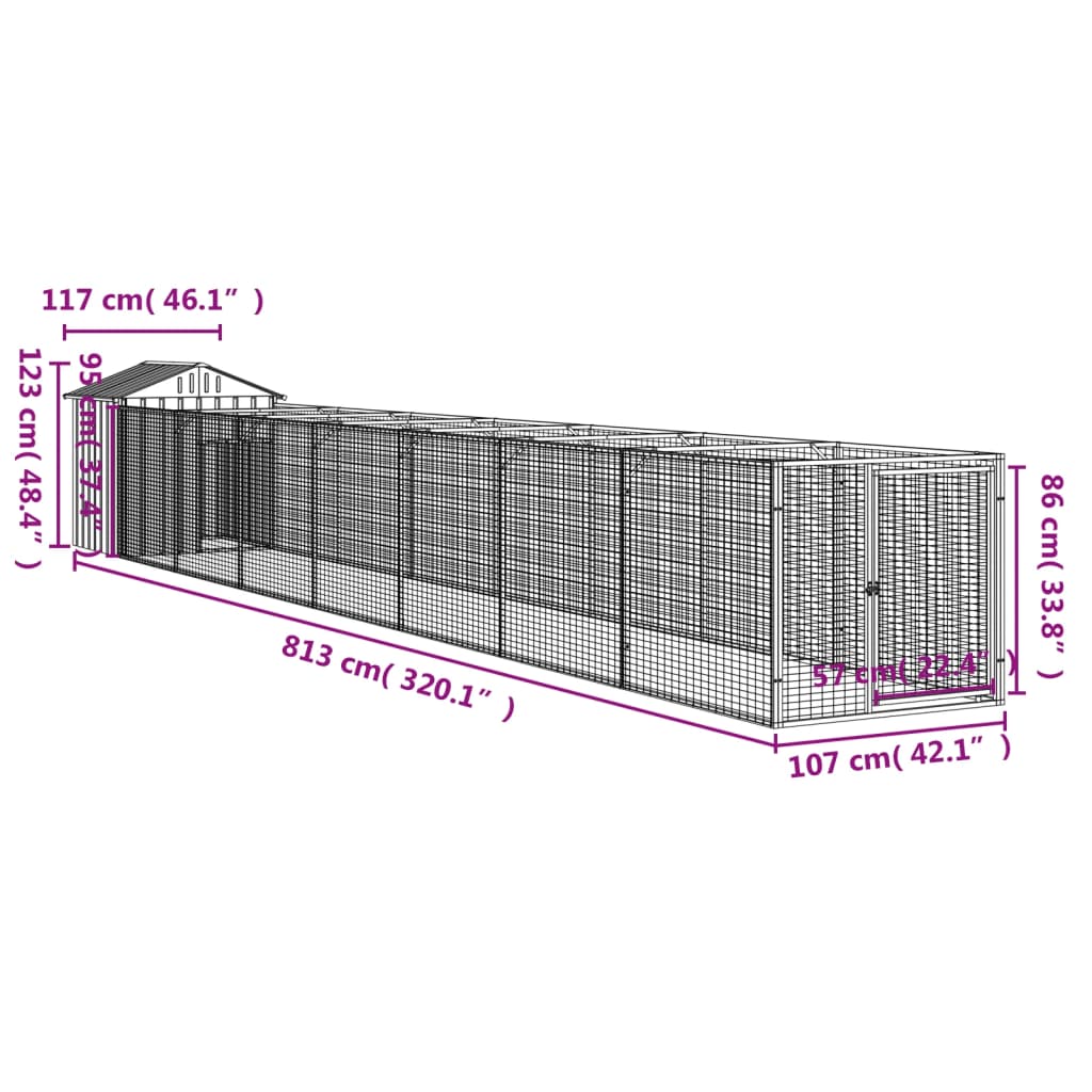 Dog House with Roof Anthracite 117x813x123 cm Galvanised Steel