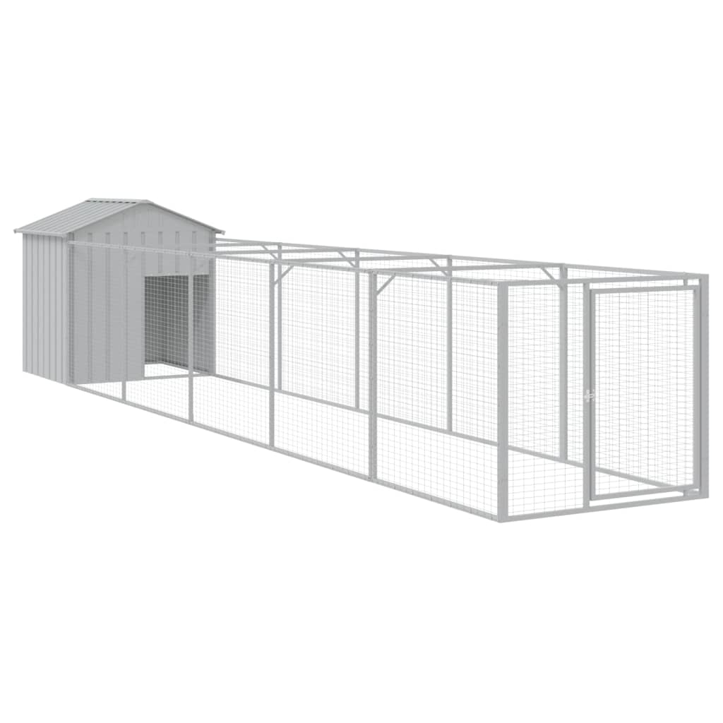 Dog House with Roof Light Grey 117x609x123 cm Galvanised Steel