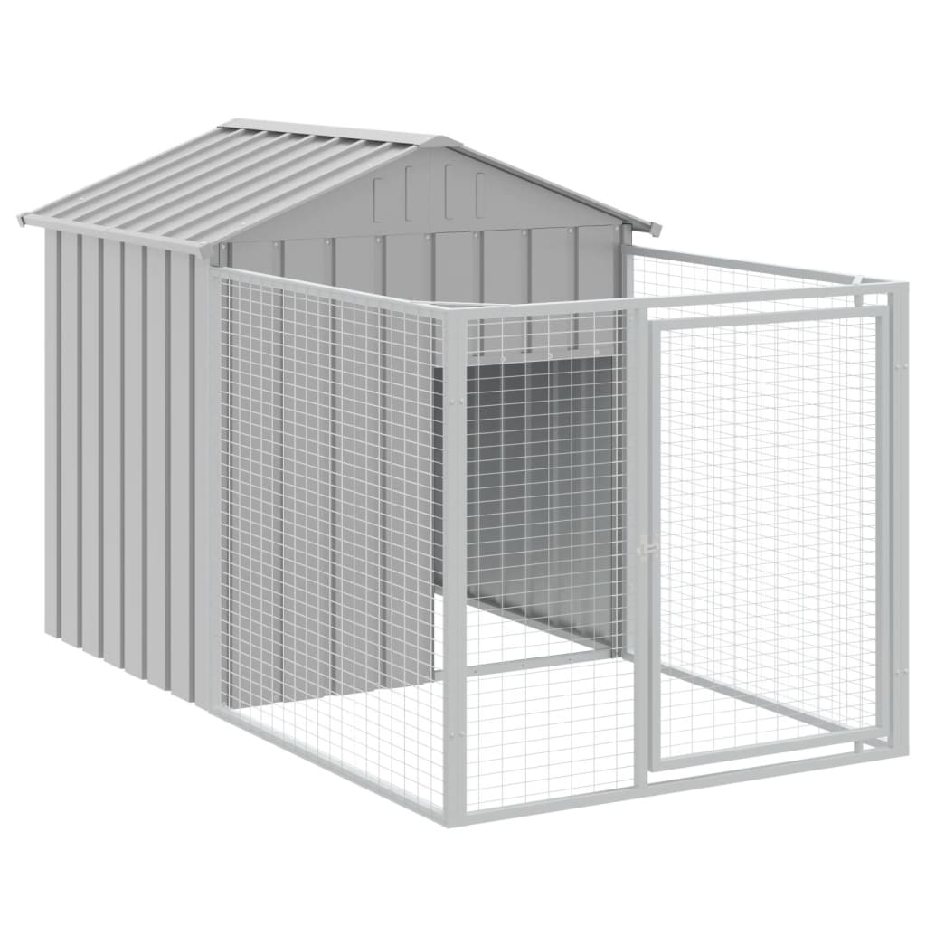 Dog House with Roof Light Grey 117x609x123 cm Galvanised Steel