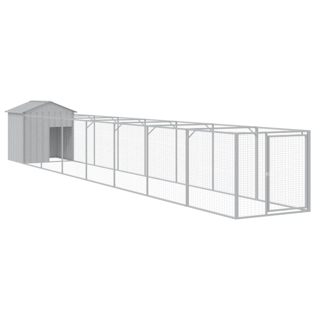 vidaXL Dog House with Roof Light Grey 117x813x123 cm Galvanised Steel