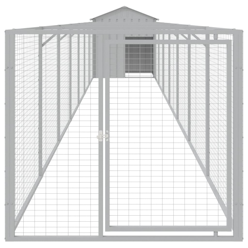 vidaXL Dog House with Roof Light Grey 117x813x123 cm Galvanised Steel