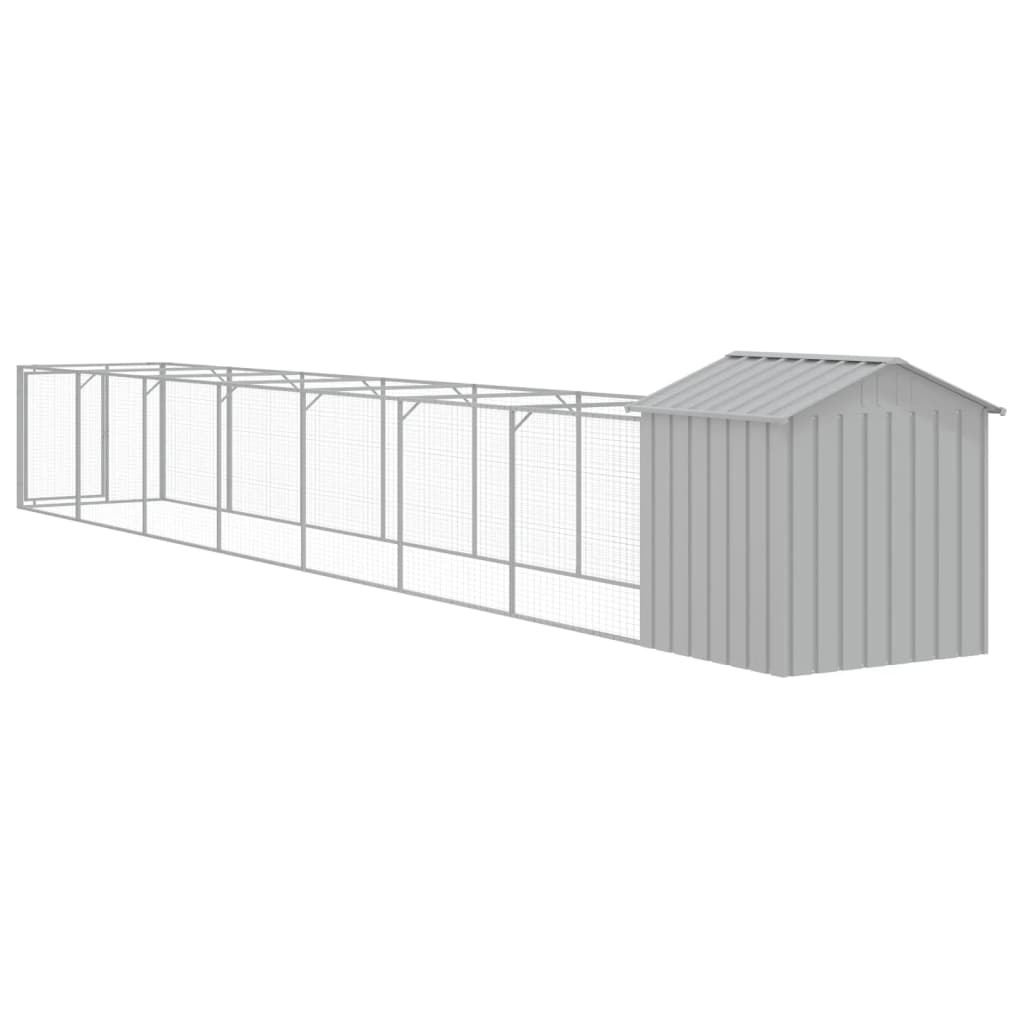 vidaXL Dog House with Roof Light Grey 117x813x123 cm Galvanised Steel