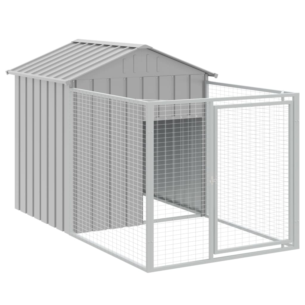 vidaXL Dog House with Roof Light Grey 117x813x123 cm Galvanised Steel