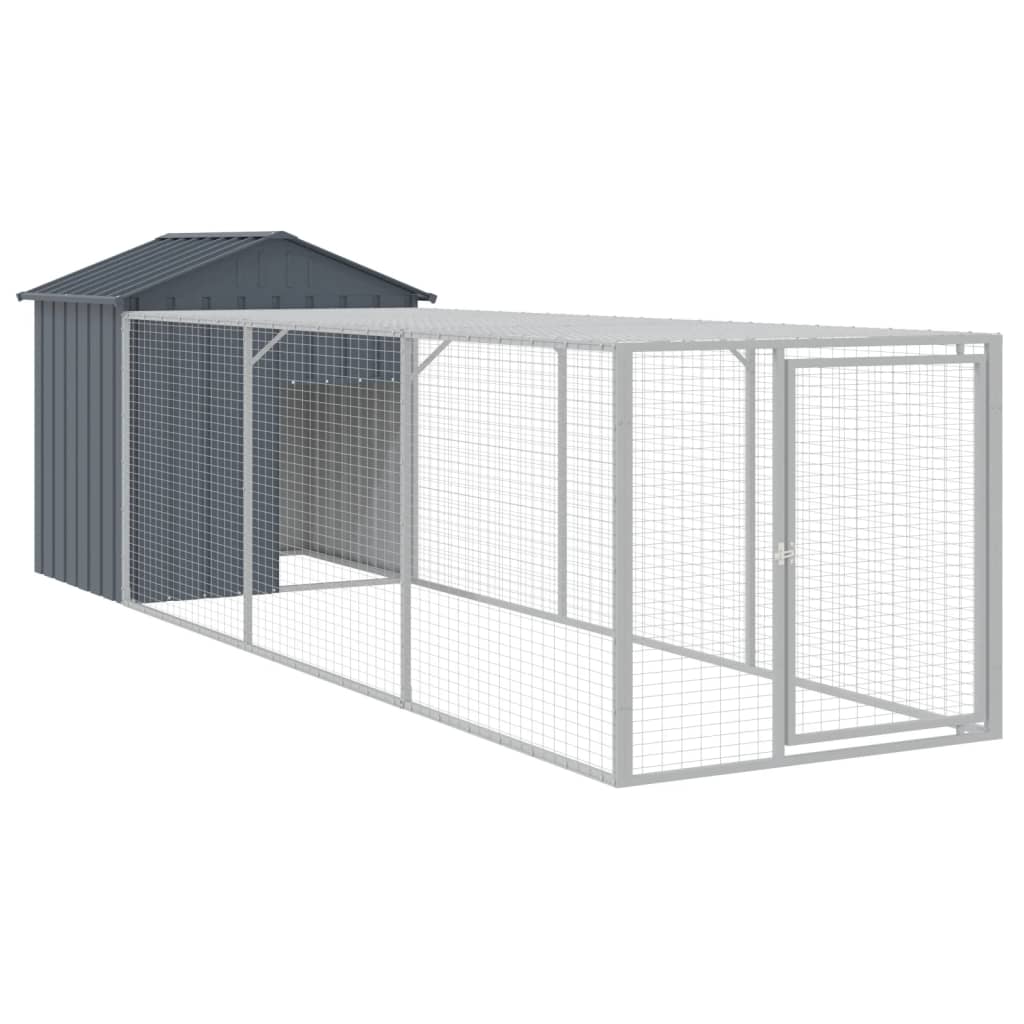 Chicken Cage with Run Anthracite 117x405x123 cm Galvanised Steel