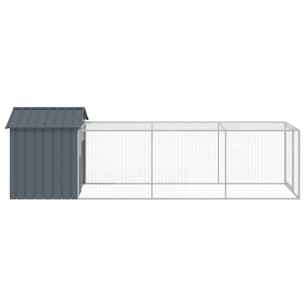 Chicken Cage with Run Anthracite 117x405x123 cm Galvanised Steel