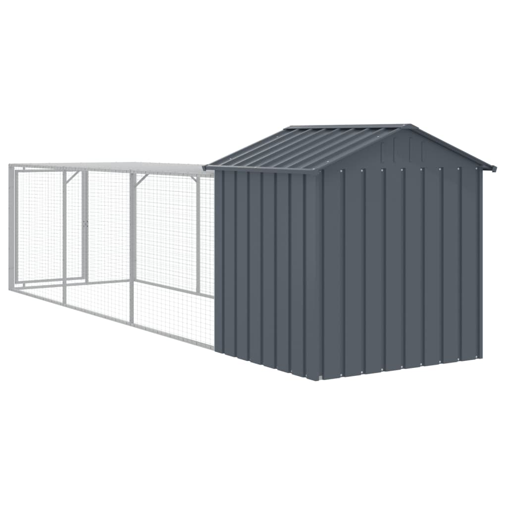 Chicken Cage with Run Anthracite 117x405x123 cm Galvanised Steel