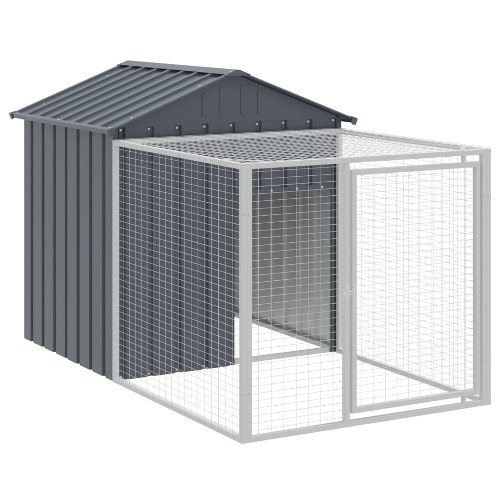 Chicken Cage with Run Anthracite 117x405x123 cm Galvanised Steel