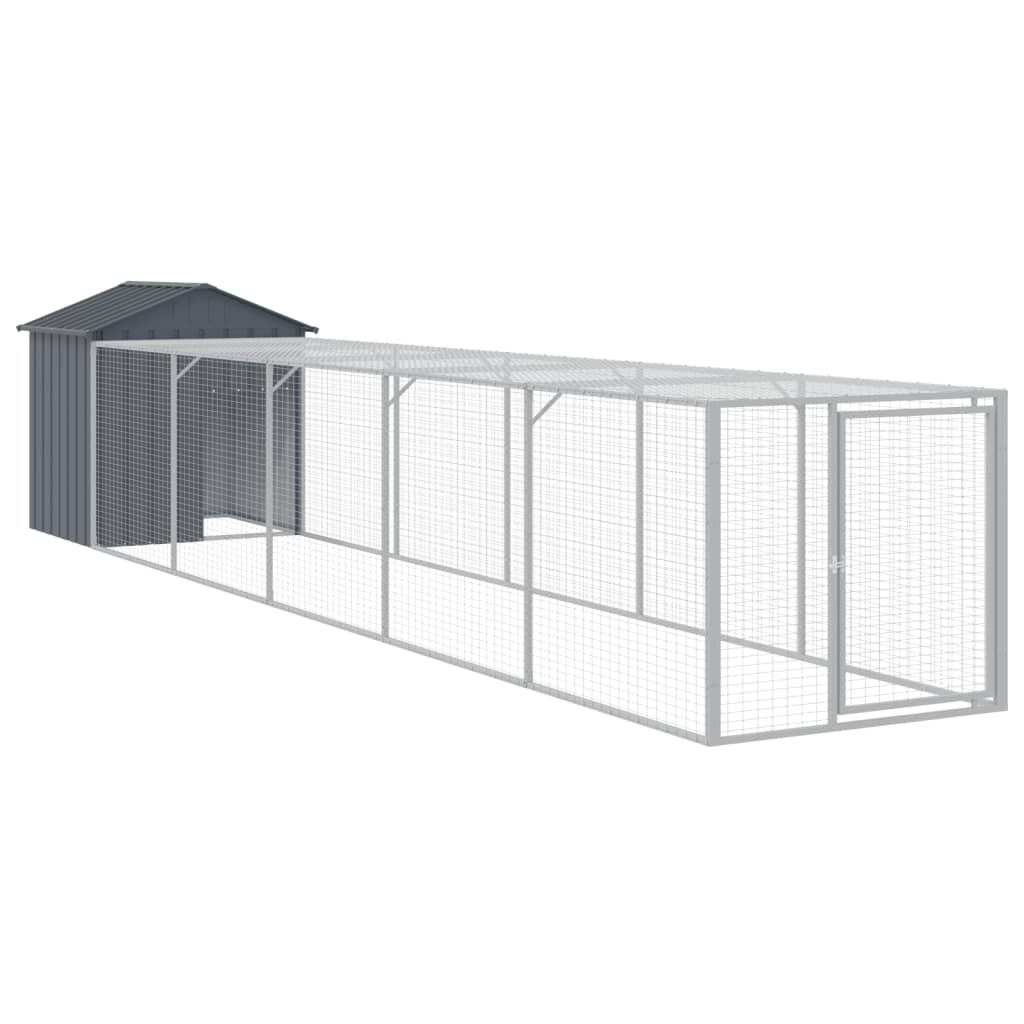 vidaXL Chicken Cage with Run Anthracite 117x609x123 cm Galvanised Steel